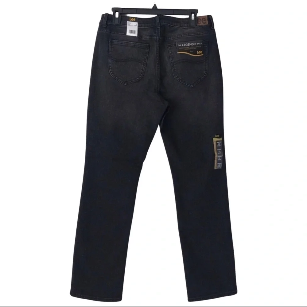 New! Lee Legendary Straight Leg Washed Black Jeans 12 Short